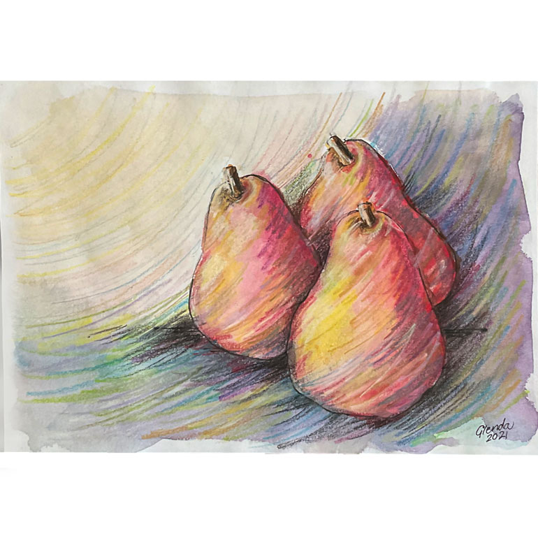 #GlendaMarkwellArt Three Pears V2